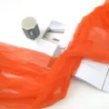 Orange pleated mesh fabric for photography background, decorative flower wrapping gauze. - Orange