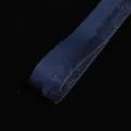 Dark blue 2.6cm organza ribbon with glitter stripe for floral wrapping and DIY bow crafts. - Charming Blue