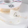 2.6cm Goudgestempeld Love Organzalint Transparant Strikband voor Boeket Cadeau Verpakking Decor - Love Hart Stijl / 20 Yard/Verpakking