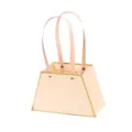 Roze trapeziumvormige bloemencadeaubos doos met gouden rand lint handvat elegante verpakking - Set van 4 / Lichtroze