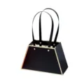 Zwarte trapezoidale bloemencadeaubox met handvatten, elegante opvouwbare tas. - Set van 4 / Zwart
