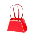 Rode trapezoidale papieren bloemdoos met lint handvatten voor bloemverpakking. - Set van 4 / Rood
