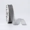 2.5cm grey ruffled organza ribbon roll for DIY flower bouquet wrapping and gift packaging. - 2.5cm*20 Yards / Gray