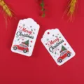 Etichette regalo di carta di Natale etichette decorative con design auto rossa - Auto / Confezione da 100