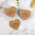 Etichette regalo in carta kraft a forma di cuore con stampa per decorazione festa. - Confezione da 100 / Marrone
