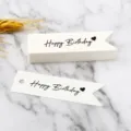 Etichette regalo in carta bianca con stampa buon compleanno e cuore per pacchetti festivi. - Compleanno / Confezione da 100