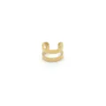 Trendiger vergoldeter 304 Edelstahl Doppel-Ohrklemm für Damen ohne Ohrlöcher Design - Doppelschichtiges offenes Design (HY862) / Innendurchmesser 8mm / Gold