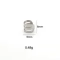 Silberfarbene 304 Edelstahl Drei-Schicht-Hohl-Ohrmanschette ohne Piercing Ohrring-Schmuck - Dreischichtiges Linien-Stil (HY862) / Innendurchmesser 8mm / Stahlfarben