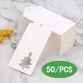 Etichette regalo in carta con albero di Natale cavo bianco set da 50 pezzi per decorazione. - Albero di Natale / 50 Fogli / Bianco