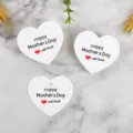 Etichette regalo a cuore bianco con scritta festa della mamma e cuore rosso per decoro. - Confezione da 100 / Bianco