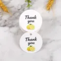 Etichette regalo rotonde in carta con stampa di limone e testo di ringraziamento. - Stile Limone (LH-333) / Confezione da 100