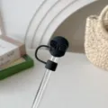 Tapa de pajita de calavera de silicona negra 10mm cubierta antipolvo para vasos accesorios - Calavera negra