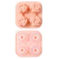 Molde de silicona para cubitos de hielo de rosa, bandeja flexible de 4 cavidades para whisky y casa. - Tulipán Rosa