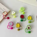 Süße Frucht Silikon Strohhalm Abdeckungen staubdichte Kappen für Stanley Becher Stroh. - 10mm-OPP-Beutelverpackung / Avocado