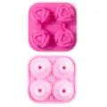 Molde de cubitos de hielo de silicona 4 cavidades flor de rosa para whisky casero. - Tulipán Rojo Rosa