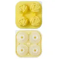 Bandeja de cubitos de hielo de silicona amarilla de 4 cavidades flor de tulipán para hogar. - Tulipán Amarillo