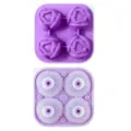 Molde de cubitos de hielo de silicona rosa 4 cavidades bandeja de hielo flor bar - Tulipán Púrpura