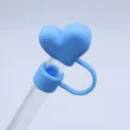 Blauer Herz Silikon Strohhalm Abdeckung wiederverwendbare Strohhalm Kappe fur Becher - 10mm Packung / Himmelblaues Herz