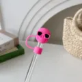 Topper de paille tete de mort en silicone rose 10mm couvercle anti-poussiere pour tasse Stanley - Squelette Rose