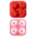 Molde de silicona para cubitos de hielo de rosa de 4 cavidades para cócteles y bebidas. - Tulipán Rojo