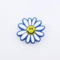 Süße Gänseblümchen Schuhanhänger mit gelbem Smiley Gesicht PVC Schuhe Dekoration Knöpfe - Sonnenblumen-Blau