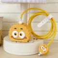 Conjunto de funda protectora de cargador de galleta linda y organizador de cable móvil - Galleta