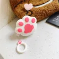 Süße Silikon Katzenpfote Schutzhülle für Apple AirPods, weiches Case mit praktischem Ring. - Für AirPods Pro 3 / Anti-Verlust-Ringschnalle Mit Verpackungsbeutel / Weiße Basis Katzenpfote