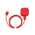 Red silicone charger protector case and braided cable winder set for mobile phone accessories. - Red