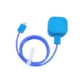 Detailed view of blue charger protective cover and braided cable winder set for Apple. - Sky Blue