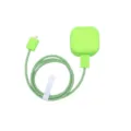 Green silicone charger protective case and braided cable set with organizer tie for detail view. - Grass Green