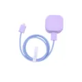 Minimalist light purple silicone charger plug protector case and braided cable winder - Light Purple
