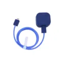 Blue white striped charging cable protector set with dark blue plug cover and white tie. - Dark Blue