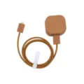 Silicone charger protective cover with braided winding charging cable set for mobile phone - Tan