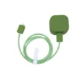 Green silicone charger protective case and stylish braided cable winder accessory set. - Matcha Green