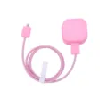 Pink silicone charger protector case and cable winder set for 20W UK plug, anti-break wire sleeve. - Pink