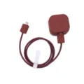 Solid color silicone charger protective case and spring cable winder set for UK 20W plug. - Brown