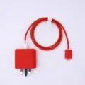 Rotes Silikon Schutzhuelse und Kabelwickler Set fuer UK Stecker Ladegeraet Zubehoer neu - Rot