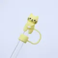 Gelbe Silikon Katze Strohhalm Abdeckung niedlicher Staubschutz Stopper für Becher Variante - 10mm-OPP-Beutelverpackung / Gelbe Katze