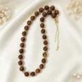 Brown acrylic beaded necklace with gold spacers, elegant choker for women daily wear. - Brown