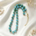 Elegant turquoise color acrylic beaded necklace with gold spacer beads for daily charm. - Turquoise Imitation