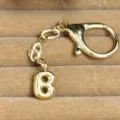 Gold plated bubble letter B keychain charm bag pendant metal accessory for daily style - Letter B