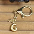 Gold plated puffy letter G keychain pendant bag charm metal clasp jewelry accessory gift cute style - Letter G