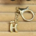 Gold 3D bubble letter H keychain pendant, stylish metal bag charm and accessory for daily use. - Letter H