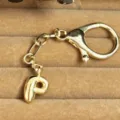 Gold bubble letter P keychain pendant bag charm metallic accessory stylish everyday gift. - Letter P