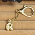 Gold plated bubble letter R keychain pendant bag charm fashion accessory accessory cute style - Letter R