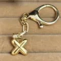Gold bubble letter keychain pendant, cute metal alphabet bag charm for daily use - Letter X