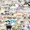 Adhésifs mignons de mouton de bande dessinée autocollants imperméables pour valise carnet DIY 56pcs - Autocollants Graffiti de Mouton de Dessin Animé
