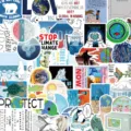 Detalles del paquete de pegatinas impermeables cambio climático, pegatinas de graffiti protección. - 50 Hojas/Paquete