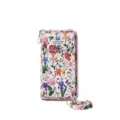 Roze bloemen crossbody telefoon tas, dubbellaagse kleine portemonnee met afneembare riem. - Lichtroze Vlinder