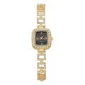 Exquise montre-bracelet carrée dorée pour femme avec strass scintillants et cadran noir élégant - Or avec Cadran Noir